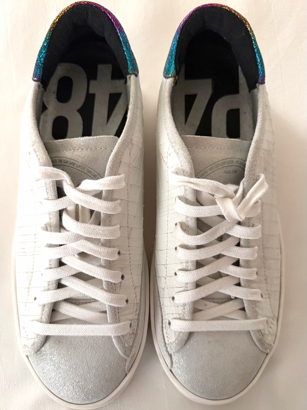 P448 Johnny Dana Low-Top Sneakers with Iridescent Heel - SZ EU 39/8 New